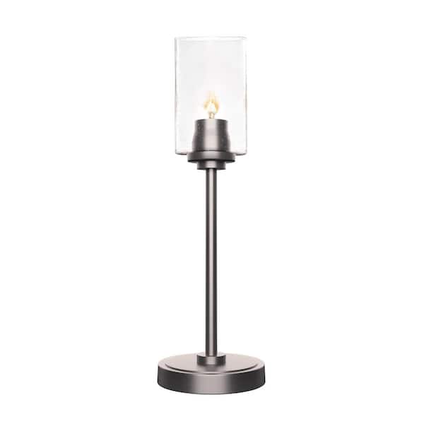 Unbranded Quincy 17.75 in. Graphite Accent Lamp with Clear Bubble Glass Shade