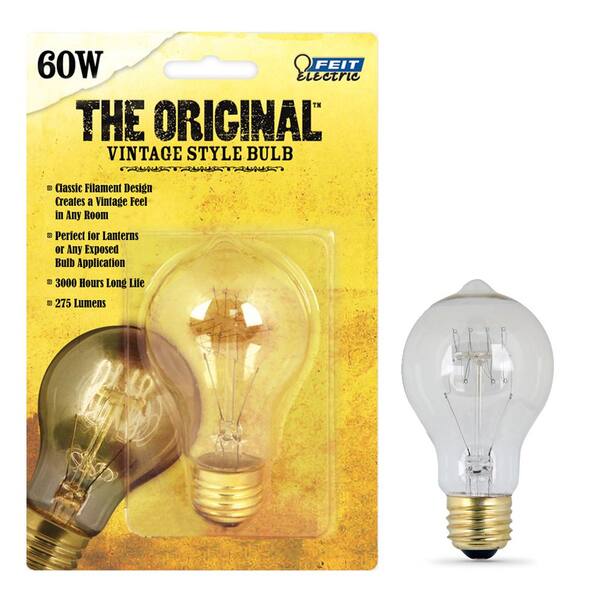 Feit Electric 60W Equiv AT19 Dimmable Incandescent Amber Glass Vintage Edison Light Bulb With Tungsten Filament Soft White (6-Pack)