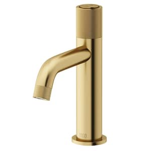 Apollo Button Operated Single-Hole Bathroom Faucet in Matte Brushed Gold