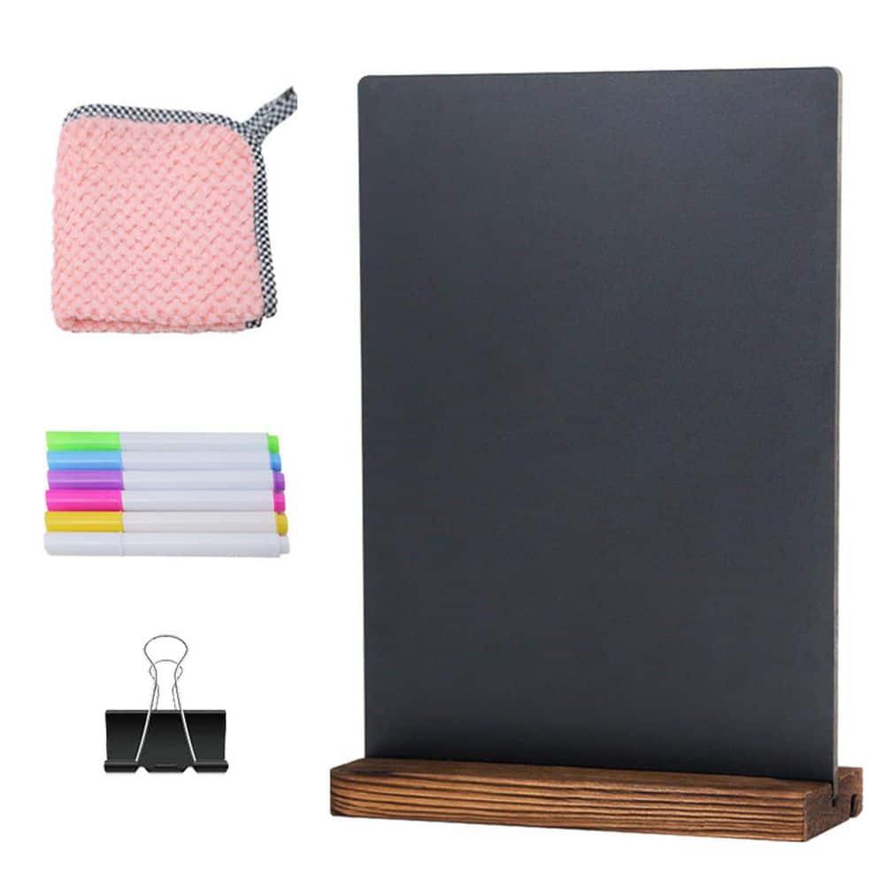 8.7 in. x 12 in. Black Wood Framed Memo Board, Double-Sided Chalkboards Mes
