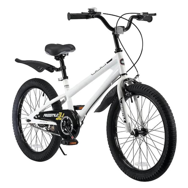 Royalbaby Freestyle 20 Inch Kids Bicycle with Kickstand and Water Bottle, White