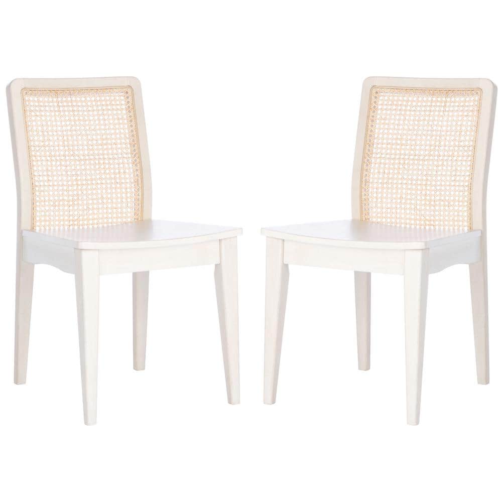 Benicio White and Natural Rattan Coastal Side Chair