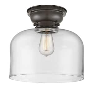 Bell 12 in. 1-Light Oil Rubbed Bronze Flush Mount with Clear Glass Shade