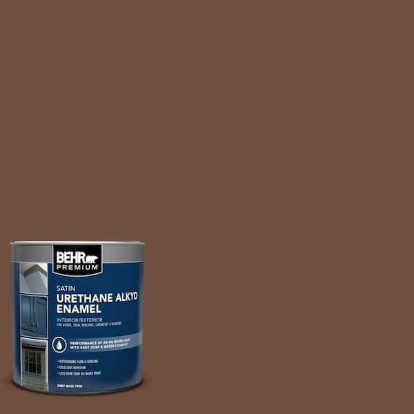 1 qt. #N160-7 Brown Velvet Satin Enamel Urethane Alkyd Interior/Exterior Paint