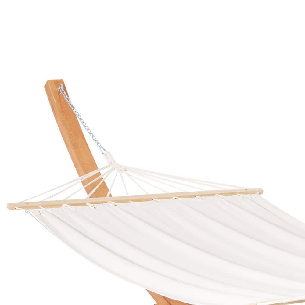 Extra Large White Cotton Hammock with Wooden Stand