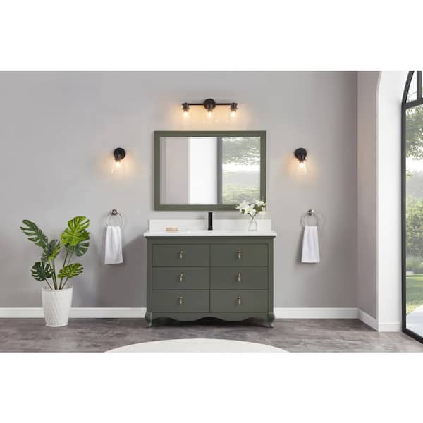 Legion Furniture WS2512-48-PG 48 in. Single Sink Sink Vanity Pewter Green Bath Vanity with White 1 in. Artificial Stone Top
