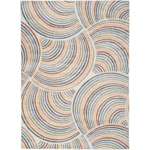 Astra Machine Washable Ivory/Multi 7 ft. x 9 ft. All-Over Design Contemporary Area Rug