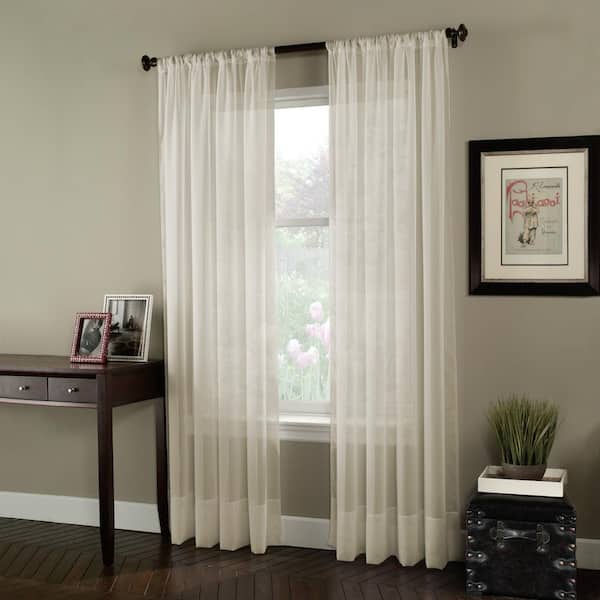 Curtainworks Soho Voile Oyster 59 In. W X 144 In. L Rod Pocket Curtain Panel