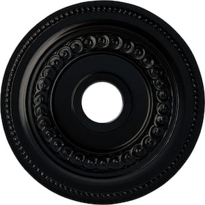 18" x 3-3/8" ID x 7/8" Oldham Urethane Ceiling Medallion (Fits Canopies upto 8-5/8"), Hand-Painted Jet Black