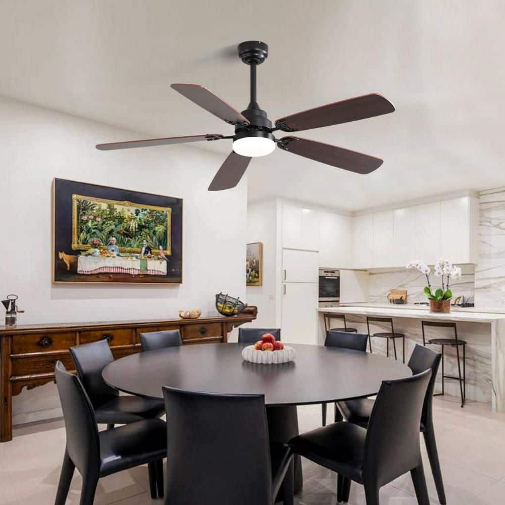 52 in. Brown Trendy Smart Ceiling Fans with Lights and Remote Control, 5 Blades Ceiling Fan for Indoor Bedroom Patio price history on PriceWatchPro