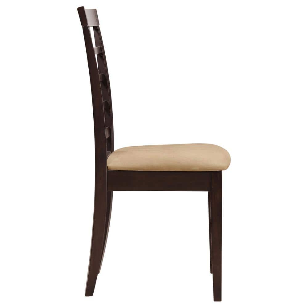 High-Back Traditional Beige Microfiber Upholstered Side Chair