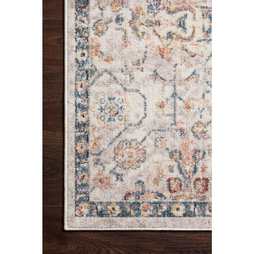 Cassandra Dove and Navy Stain-Resistant Runner Rug 2'-6" x 7'-9"