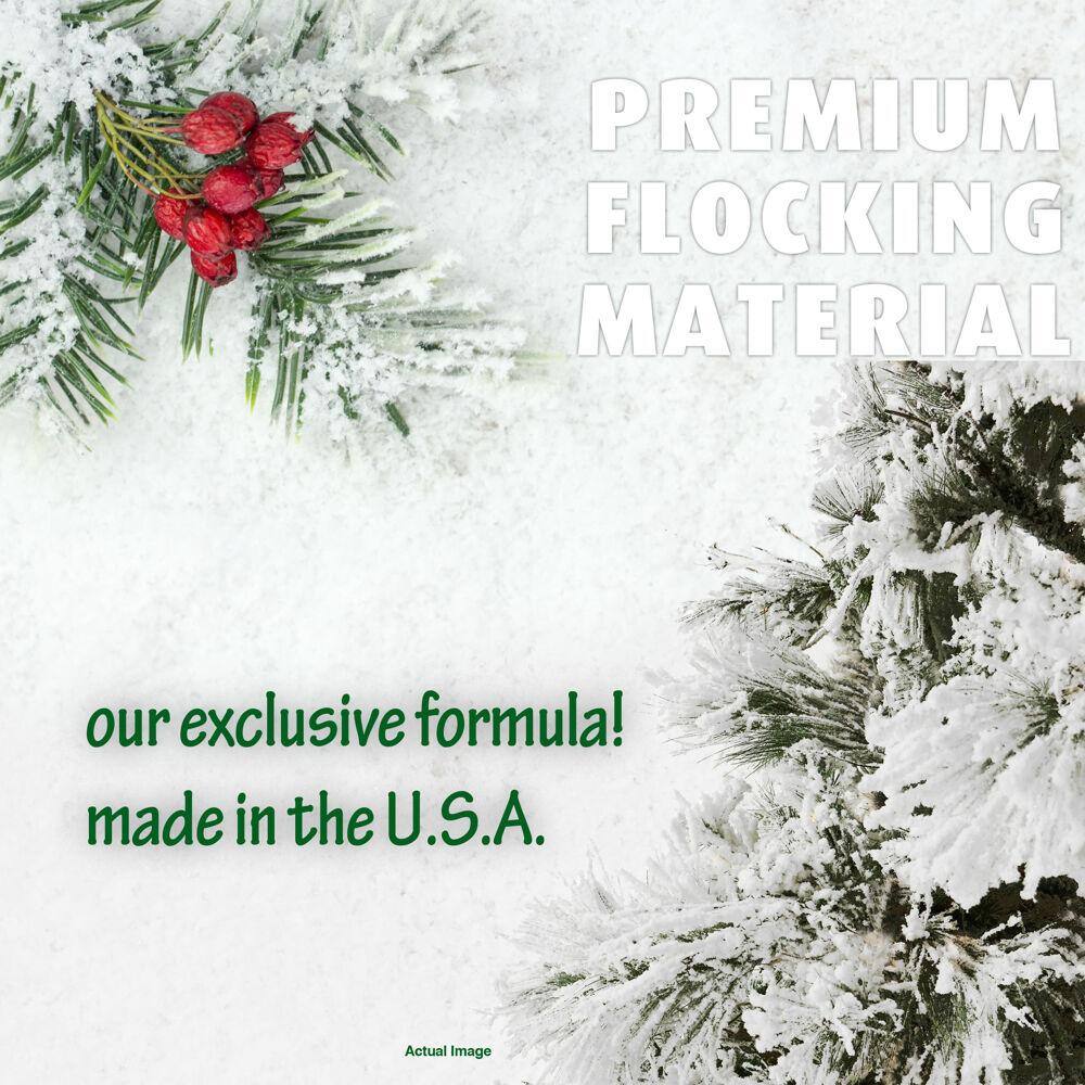 9 ft Snowy Pine Flocked Artificial Christmas Tree with Multi-Color LED Lights