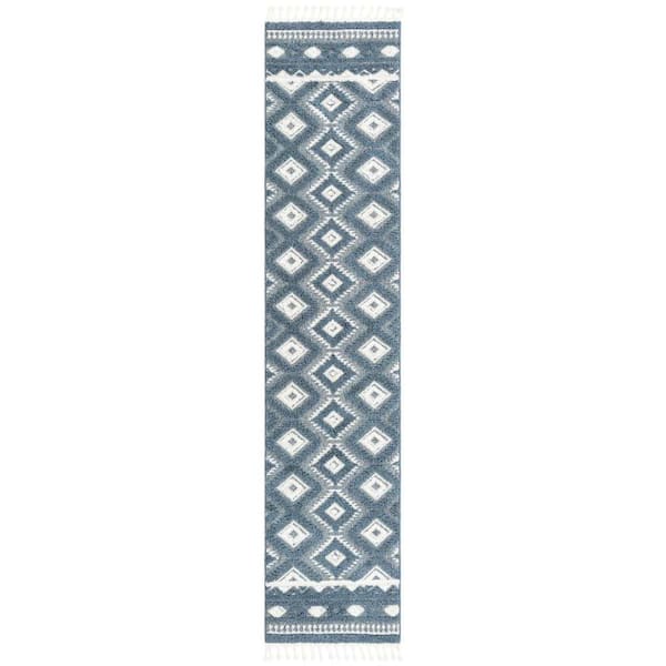 Unique Loom Boho Gigi Blue 2 ft. 7 in. x 12 ft. Area Rug