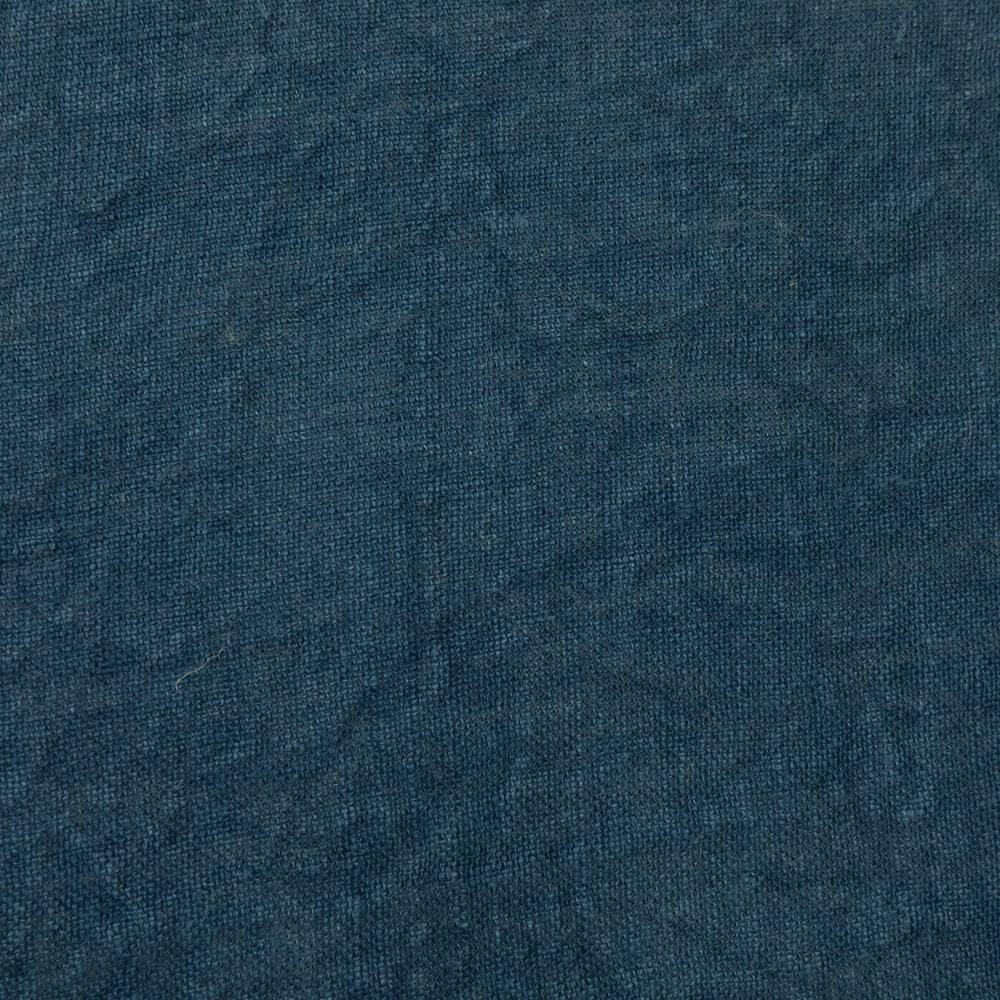Navy Blue Stonewashed Linen Fringe Square Pillow 20"