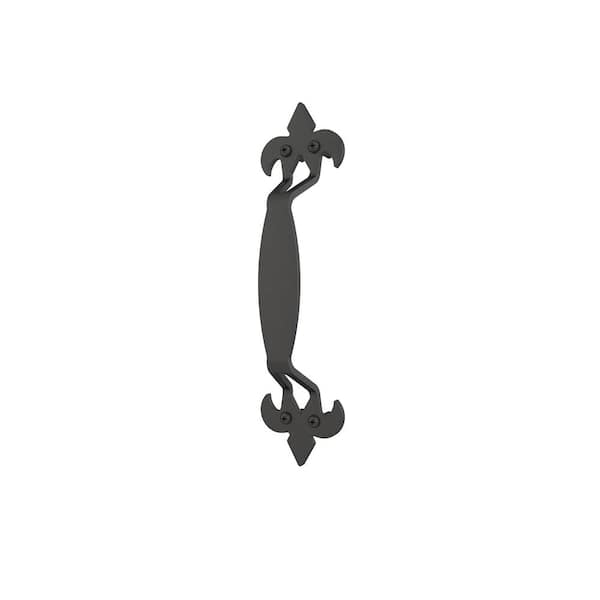 10-7/8 in. Barons Matt Black Barn Door Handle Fleur de Lis Profile Includes Mounting Hardware