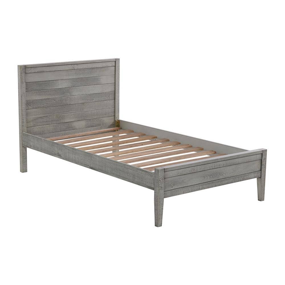 Windsor Driftwood Gray Twin Wood Bed with Headboard and Slats