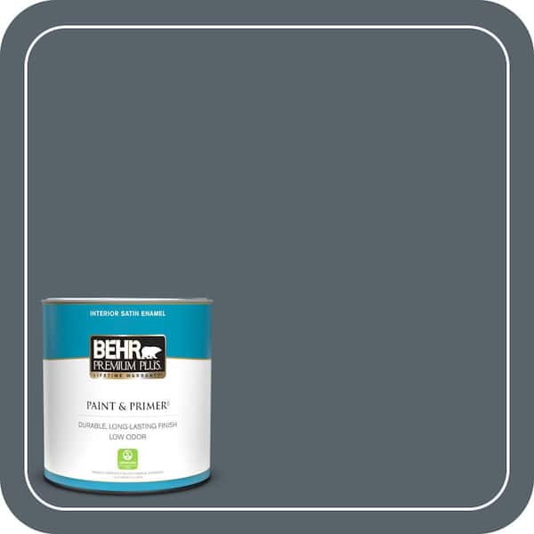 BEHR PREMIUM PLUS 1 qt. #N490-6 Calligraphy Satin Enamel Low Odor Interior Paint & Primer