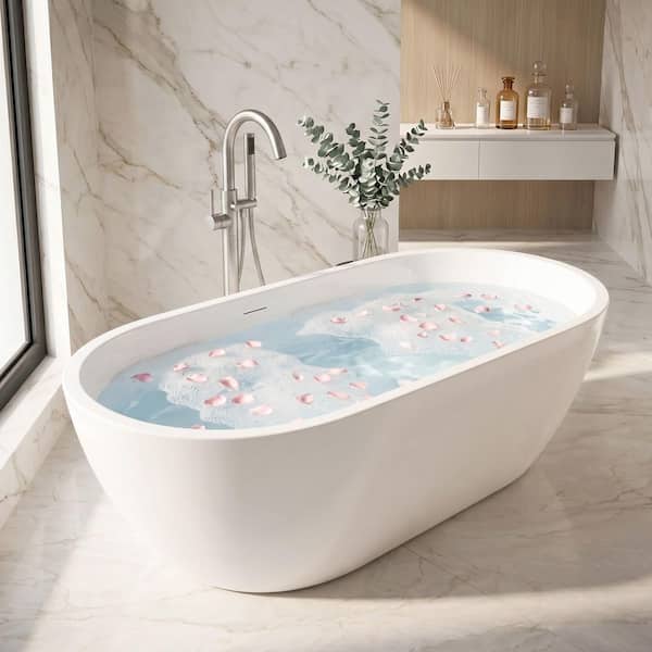 ANZZI Mone 67 in. x 29 in. Flat Bottom Freestanding Soaking