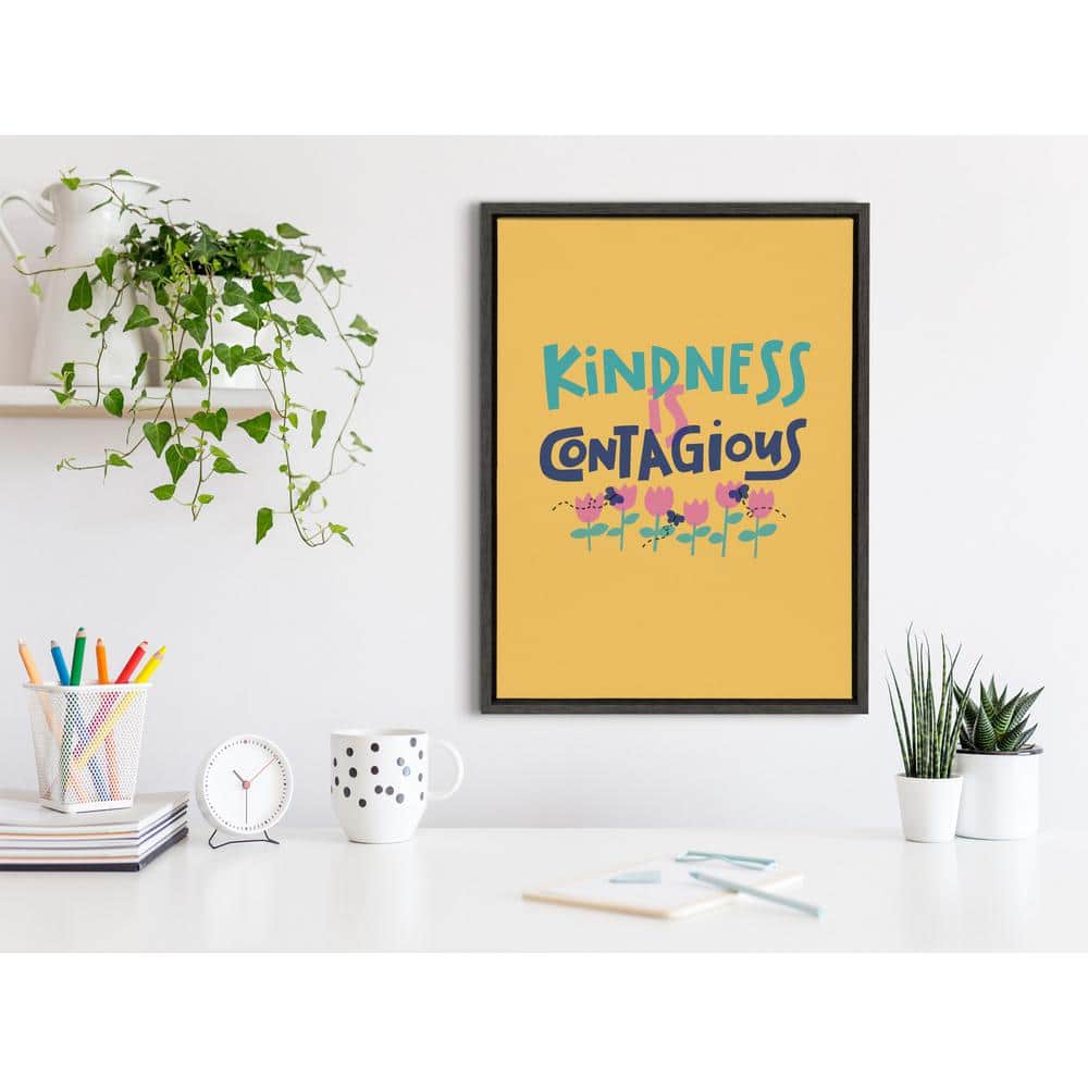Kate and Laurel Words, Black Framed Canvas Art Print, 18x24