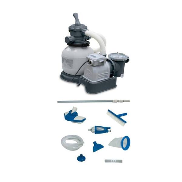 INTEX 2100 GPH Krystal Clear Sand Filter Pool Pump with Deluxe Maintenance Kit