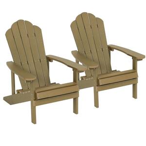 Teak HIPS Plastic Weather Resistant Adirondack Chair for Outdoors (2-Pack)