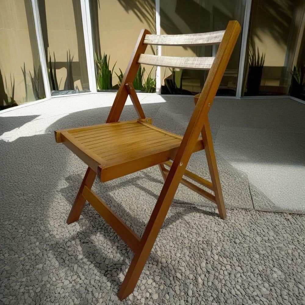 Furniture Slatted Wood Folding Special Event Chair-Honey Color, Set of 4, F