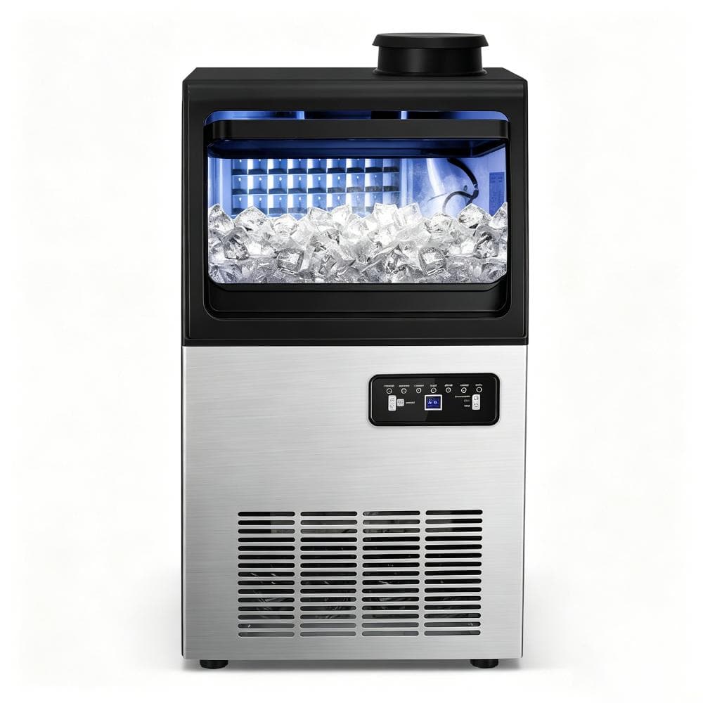 14 in. 100 lbs. Per Day 11 lbs. Storage Capacity Free standing Ice Maker with Ice Scoop in Stainless Steel price history on PriceWatchPro