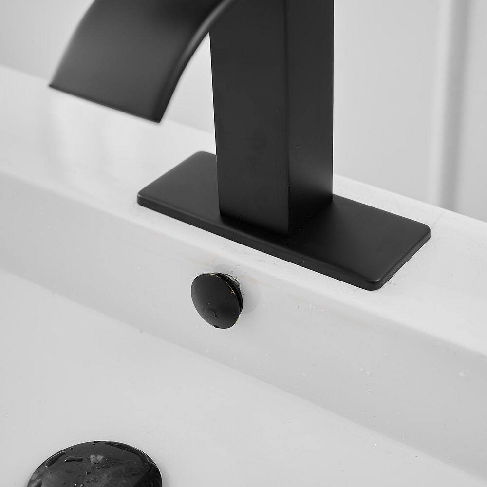 BWE Waterfall Single Handle Single Hole Low-Arc Bath Faucet Bathroom Drip-Free Vanity Sink Faucet