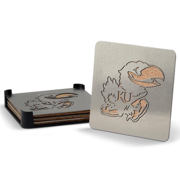 NCAA Kansas Jayhawks Boasters 4-Piece Metallic Coaster Set