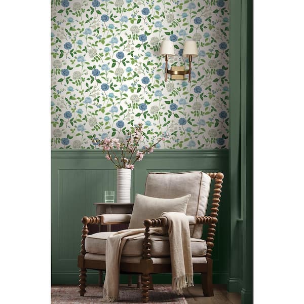 Roses Blue Matte Non-Pasted Wallpaper