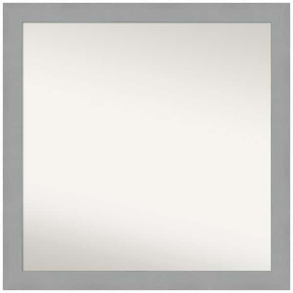 Amanti Art Brushed Nickel 29.5 in. W x 29.5 in. H Square Non-Beveled Framed Wall Mirror in Silver