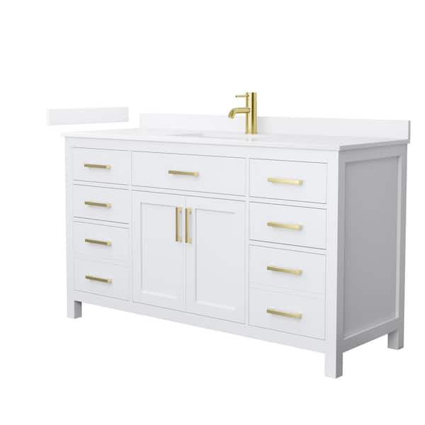 Beckett 60 in. Single Freestanding White Bath Vanity with White Quartz Top Unassembled