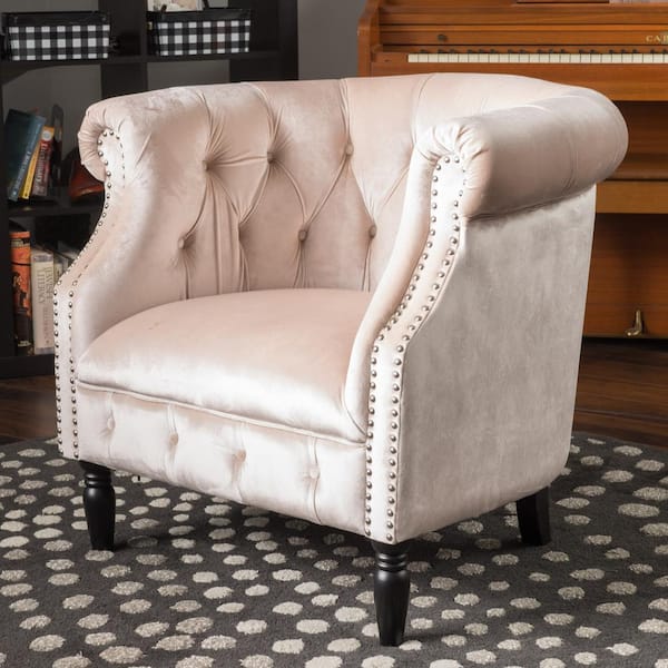 Akira 33 in. Champagne Upholstered Velvet Club Chair