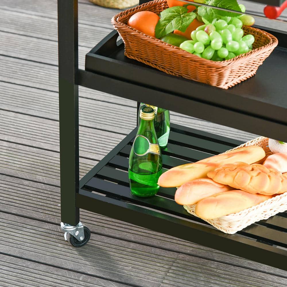 Stainless Steel Industrial Kitchen Cart with Wine Rack and Storage