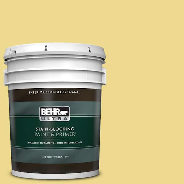 BEHR ULTRA 5 gal. #P320-4 Pineapple Crush Semi-Gloss Enamel Exterior Paint & Primer