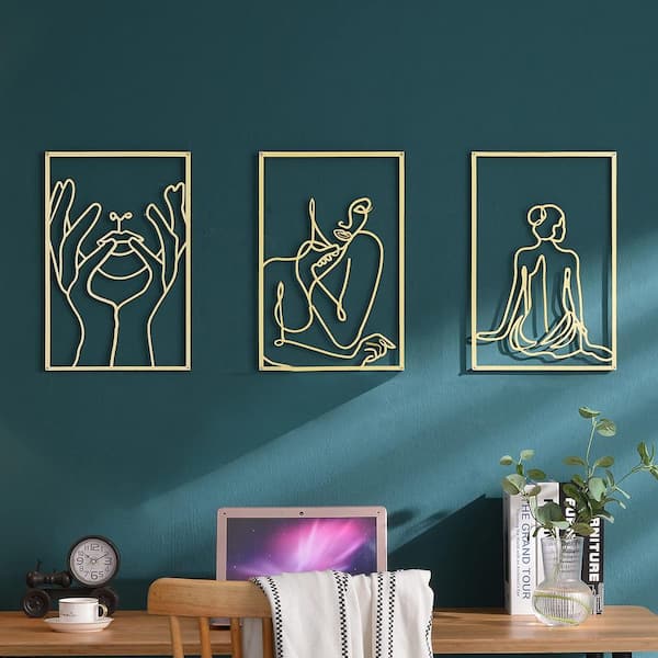 Art Wall Decor Metal Wall Art with LED Lights, Metal Wall Decor, Wall  Sculptures Wall Hanging Artwork Decoration for Living Room, Office, Home,  Hotel