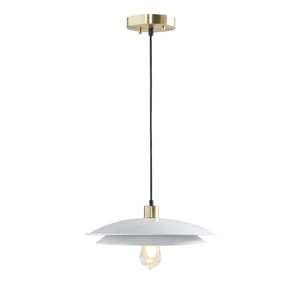 IHOMEadore 60-Watt 1 Light White Pendant Light with 2-Tier