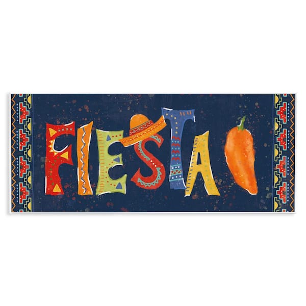 Stupell Industries Fiesta with Spicy Pepper by Veronique Charron Unframed Wall Plaque Food Graphic Art Print 7 in. x 17 in.