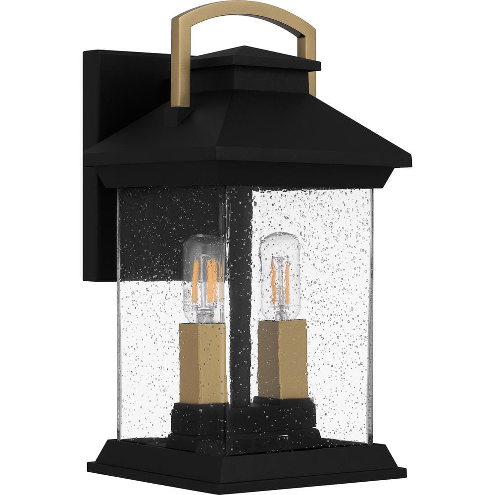 Henderson Black and Gold Outdoor Wall Lantern with Clear Glass