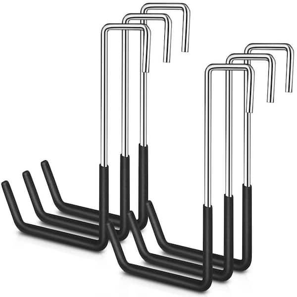 6 Pack Heavy Duty 9.09 in. Vinyl Coated Wall Rack Steel S Hooks for Ladder Bike Hangers Garage Storage Organizer Black