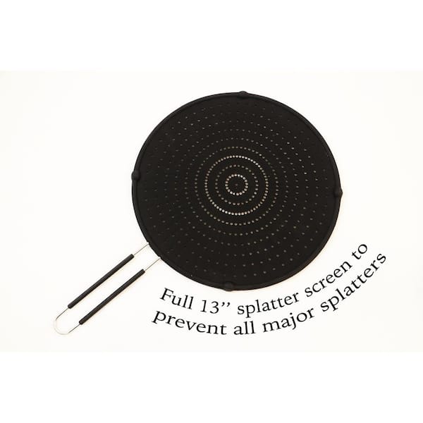 The True 13 Oven Safe Silicone Splatter Screen for Frying Pan, Black