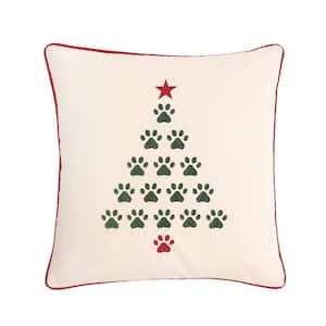 18 in. x 18 in. Christmas Tree Paws Pillow