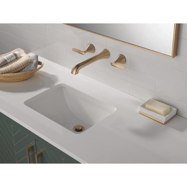 Bonacci Gold Double Handle Wall Mounted Bathroom Faucet in Brushed Gold