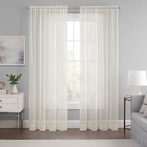 Emina Ivory Solid Polyester 52 in. W x 63 in. L Sheer Rod Pocket Curtain