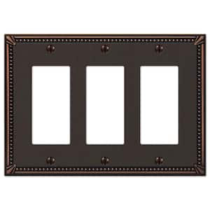 Imperial Bead 3 Gang Rocker Metal Wall Plate - Aged Bronze