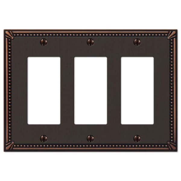 Imperial Bead 3 Gang Rocker Metal Wall Plate - Aged Bronze