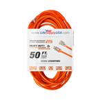 50 ft. 12/3 SJTW 15 Amp 125-Volt 1875-Watt Orange Indoor/Outdoor Heavy-Duty with Lighted End Extension Cord