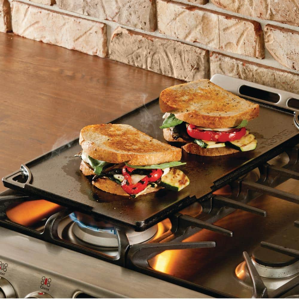 Lodge 16.75" x 9.5" Black Cast Iron Reversible Griddle