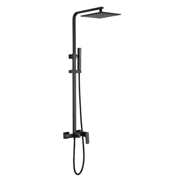 2-Handle 3-Spray Thermostatic Tub and Shower Faucet with High Pressure in Matte Black (Valve Included)